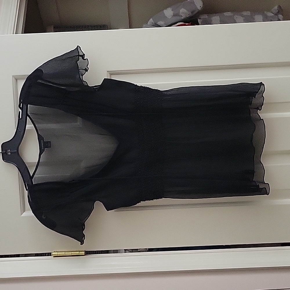 Express Bohemian Beaded Sheer Top